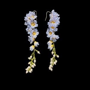 BOHO Seeds Beaded Earrings (Forgot Me Not Flowers Handmade)